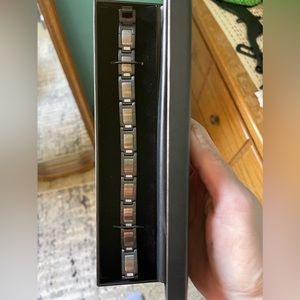 Macys men’s black stainless steel bracelet with 1/10ct diamonds